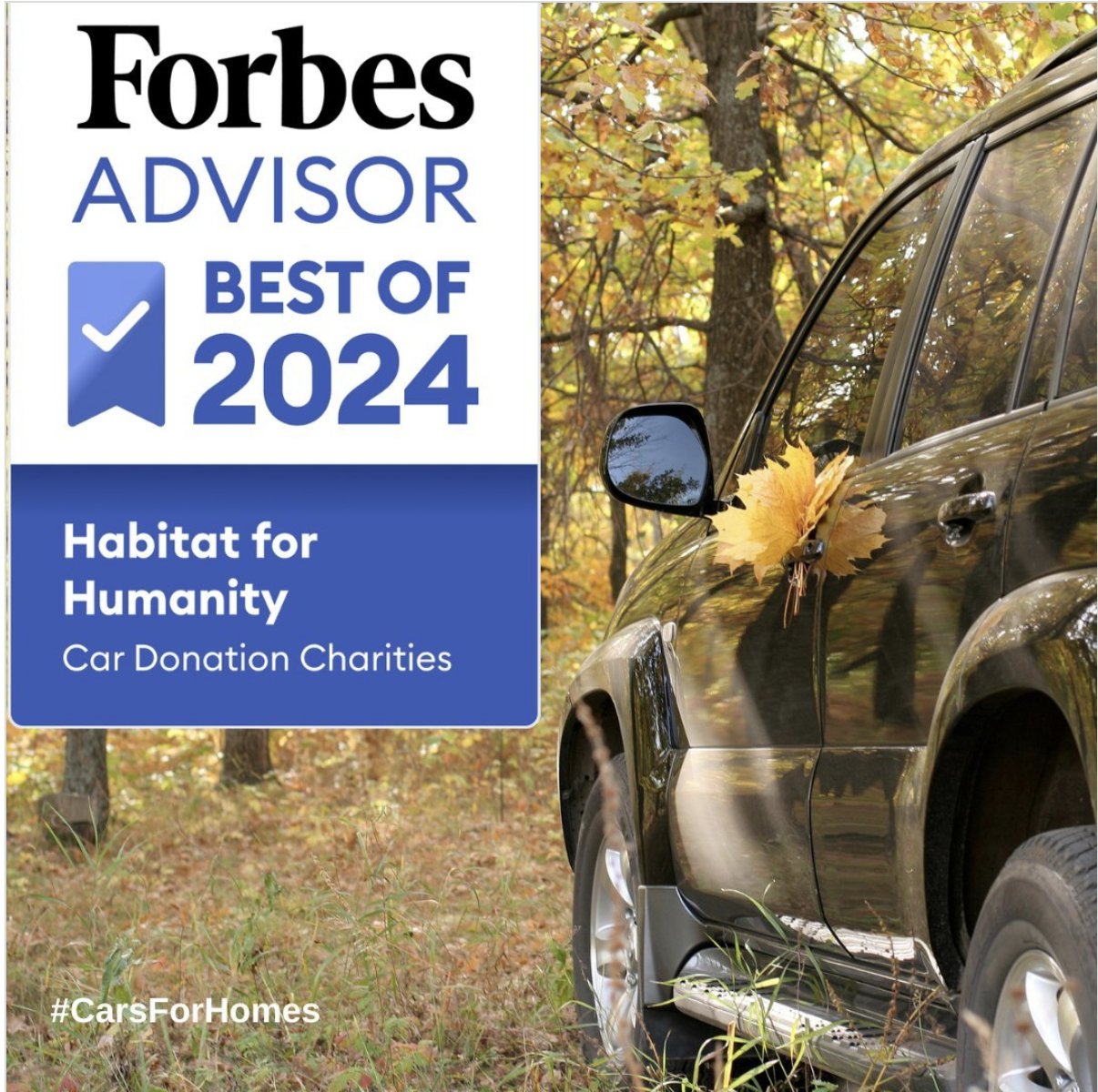 Forbes "Best of 2024" car donations charities: Habitat for Humanity "Cars for Homes"